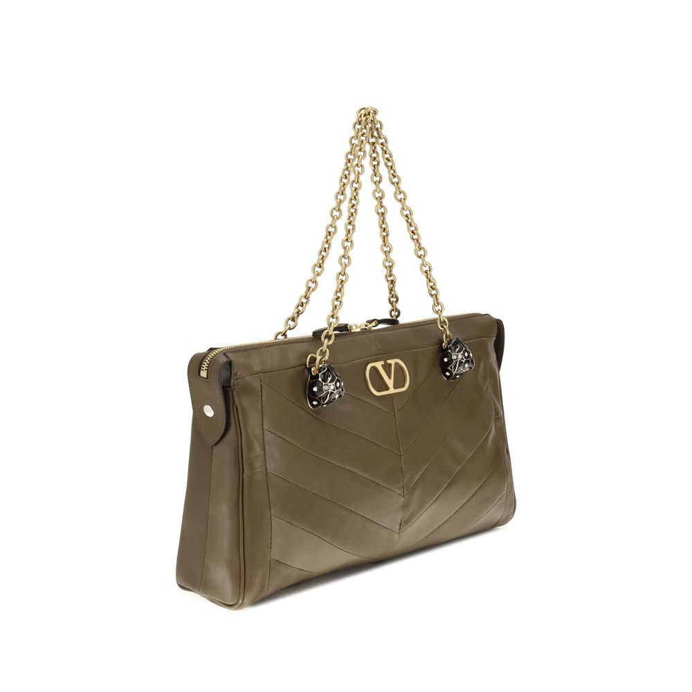 Valentino Garavani Mittelbraune Kalbshaut Bos Taurus Schultertasche